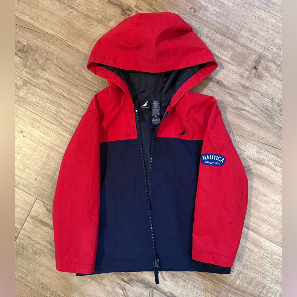 Nautica Kids Red and Navy Raincoat